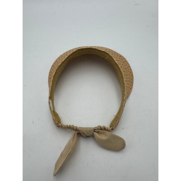 Women’s Woven Straw Sun Visor Hat with Bow Tie Back – - Picture 3 of 4
